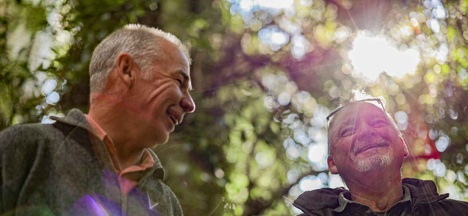 two men enjoying lots to discover in the forests of northeast Tasmania on a Pepper Bush Adventures Waterfalls & Rainforest tour