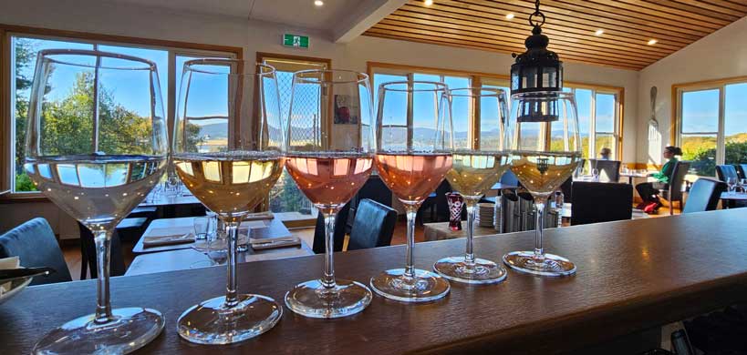 wine glasses at The Ducks Restaurant