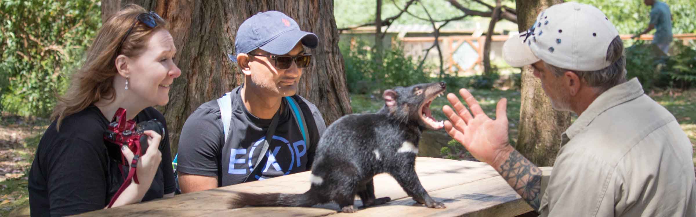 Pepper Bush clients meet the Tassie devil at Trowunna